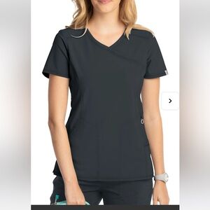 Cherokee Infinity Mock wrap scrub top, pewter gray large